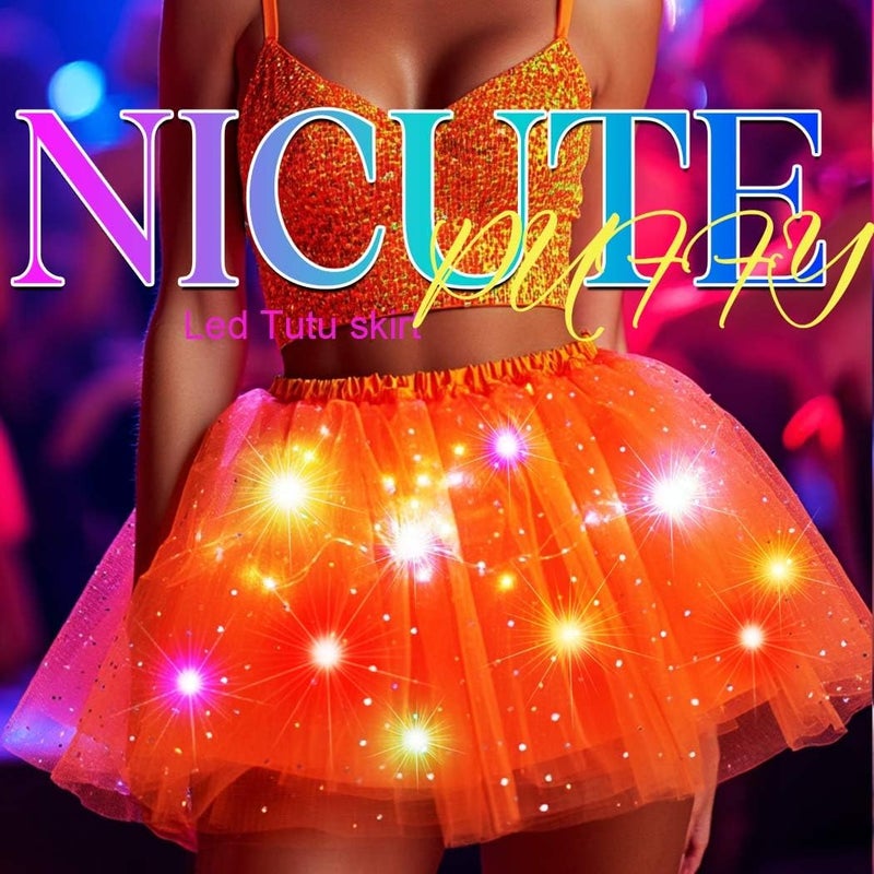 Nicute Light Up Tutu Led Layered Tulle Tutus Skirt for Women - Image 4